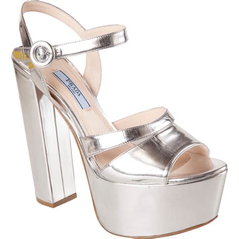 prada platform sandals silver